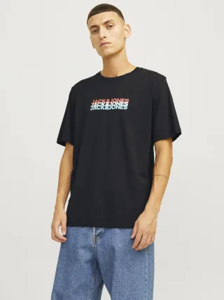 JACK&JONES - JJCYBER TEE SS CREW NECK black - Gr. - XL