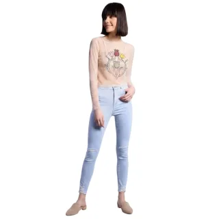 Glamorous - Oberteil für Damen, Chiffon, Langärmlig (Nude)