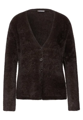 Street One - Kuscheliger V-Neck Cardigan deep roast brown - Gr. - 38