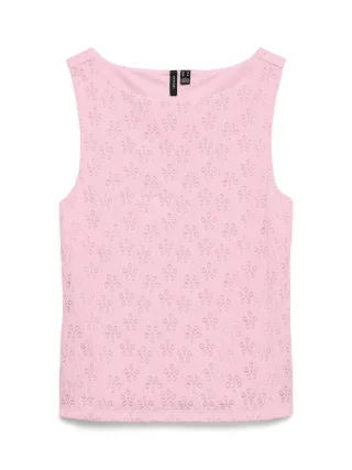 VERO MODA - VMDORIS SL BOAT NECK SHORT TOP JRS GA Pink-A-Boo - Gr. - M