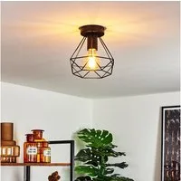 hofstein Deckenleuchte »Ozieri« 1-flammige Deckenlampe aus Metall in Schwarz, ohne Leuchtmittel, Vintage Look Deckenlampe mit Metallschirm Käfig und Lichteffekt, 1xE27