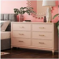 Dorel Home Kommode Westerleigh, mit 6 Schubladen, MDF, Beine aus Massivholz, Höhe 85 cm, Breite 145 cm