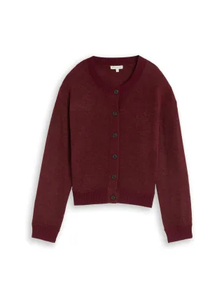 Tom Tailor - Loose Fit Cardigan mit Knopfleiste preppy plum melange - Gr. - XXXL