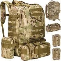 Trizand Reiserucksack Militärrucksack Touristenrucksack (Set, 1-tlg., abnehmbare Taschen), Ausrüstung flexibel befestigen – perfekt für Outdoor-Profis
