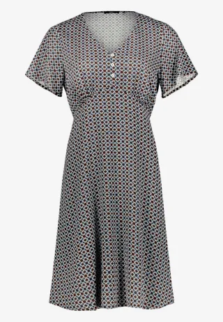 zero - Kleid mit Allover-Muster blau/braun - Gr. - 38