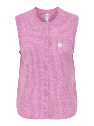 ONLY - ONLVIGGA SL O-NECK BADGE BUTTON VEST KNT Violett - Gr. - S