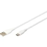 USB 2.0 Silikon-Anschlusskabel USB-A > USB-C weiß, 2 Meter, PD, Laden mit bis zu 60 Watt