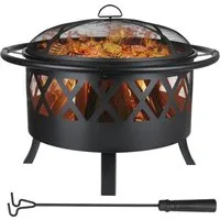 TLGREEN Feuerschale Feuerschalen für den Garten, Feuerschalen mit Grillrost, mit Funkenschutz, Ø81cm Feuerstelle