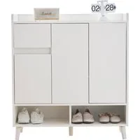 Merax Schuhschrank mit 2 Türen, 1 Schublade und verstellbaren Einlegeböden Schuhaufbewahrung Sideboard Kommode, H99xB90xT35cm