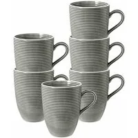 Seltmann Weiden Becher Seltmann Weiden Beat Perlgrau Becher mit Henkel 0,35l 6er Set, Porzellan