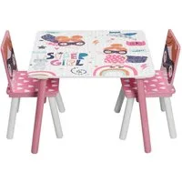EUGAD Kindersitzgruppe, (3-tlg), Kindermöbel, aus MDF Massivholz Rosa