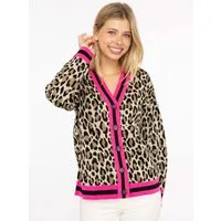 Zwillingsherz Strickjacke "Leo Streifen" mit Knöpfen, Leomuster und Streifenbündchen