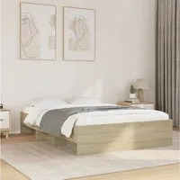 vidaXL Bett, Bettgestell ohne Matratze Sonoma-Eiche 120x200 cm Holzwerkstoff