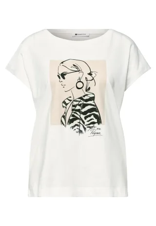 Street One - Dropped Shoulder Shirt mit Print off white - Gr. - 38