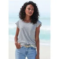 Vivance by Lascana Rundhalsshirt mit Streifenstruktur aus luftiger Feinstrickqualität