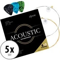 Shaman Saiten 5er-Set Acoustic Westerngitarren-Saiten Custom Light, (Spar-Set, 5-tlg), plus 2 Ersatz-Saiten G-Saite und extra hohe E-Saite
