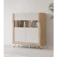 Home affaire Highboard Kasai, Höhe 136,5 cm, 2 Türen mit Glaseinsatz