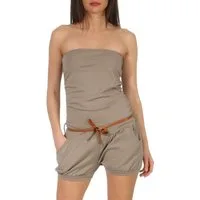 malito more than fashion Kurzoverall malito Damen Einteiler kurz in Unifarben, Overall mit Gürtel, schick mit Gürtel Einheitsgröße