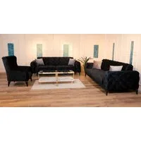 Möbeldreams Sofa Premium Sofa-Set Arizona Chesterfield Modern 3Teilig / Samt