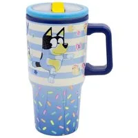 Bluey Thermobecher 640 ml Edelstahl doppelwandiger Trinkbecher mit Trinkhalm, 1-tlg., Edelstahl
