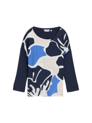 Tom Tailor - Longsleeve mit Blumenprint blau - Gr. - XS