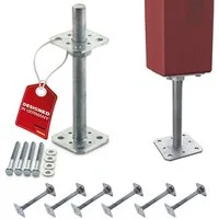 SO-TECH® Pfostenträger Stützträger höhenverstellbar Gewinde M24 Stahl feuerverzinkt, (6-St), zum Aufschrauben, wetterfest, 80 x 80 x 250 mm