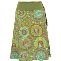 Guru-Shop Minirock Bestickter knielanger Rock, farbenfroher Boho.. alternative Bekleidung