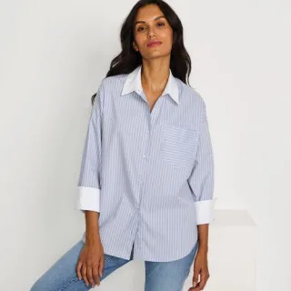 Langarm-Hemdbluse für Damen, Damen, size: regular, Weiß, Baumwolle/Polyester-Mischung, by Lands' End