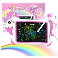 Wootoy Zaubertafel Einhorn Maltafeln Kinder Schreibtafel 10 Zoll Zeichentablet mit Stift, (Stifthalter und elastisches Befestigungsband sorgen, 1-tlg., Kreative Beschäftigung ohne zusätzliches Malzubehör), Kompakte und leichte Bauweise ideal für Zuha
