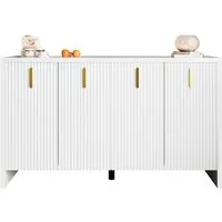 Merax Sideboard mit vier Türen und verstellbaren Einlegeböden, Kommode mit Metallgriffe,Wohnzimmerschrank,Buffet,B:140cm