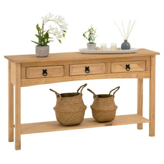 CARO-Möbel Konsolentisch, Natur, Holz, Kiefer, Vintage, 126x73x35 cm, Wohnzimmer, Wohnzimmertische, Konsolentische