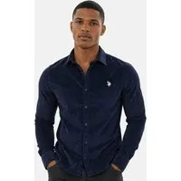 U.S. Polo Assn. Langarmhemd USPaarker Herren Cordhemd Baumwolle – Hemd mit Stretch und Knopfleiste Weiches Cordhemd mit Hemdkragen und Logostickerei