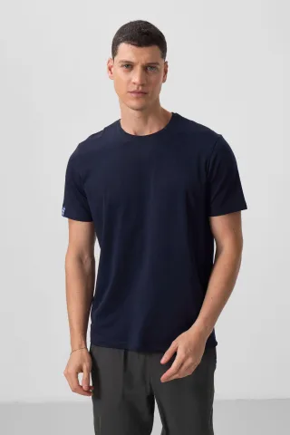 Herren Baumwolle Elasthan Rundhals T-Shirt