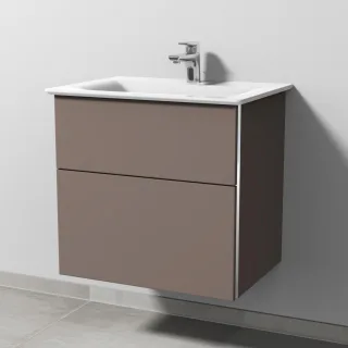 Sanipa 3way Waschtischunterbau zu Ideal Standard Connect Air Waschtisch mit 2 Auszügen, Taupe-Matt BP6411T