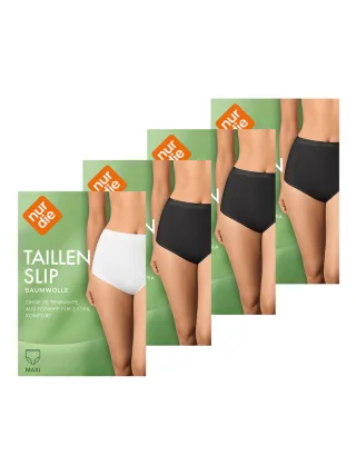 NUR DIE Damen Taillenslip Bio-Baumwolle GOTS-zertifiziert 4-Pack