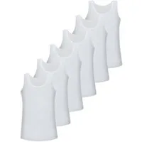 LOREZA Unterhemd 6er Set Jungen Unterhemden - Feinripp - Weiss (Spar-Packung, 6-St., 6er-Pack)