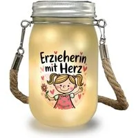 speecheese Dekolicht fröhliches Cartoon-Mädchen Erzieherin mit Herz Solarlicht