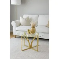 moebel-direkt-online Couchtisch Runder Couchtisch mit Metallgestell und Sicherheitsglas