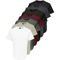 ONLY & SONS Rundhalsshirt ONSMATT LONGY SS TEE 7-PACK (Packung, 7-tlg) Baumwolle, relaxed fit, lang geschnitten