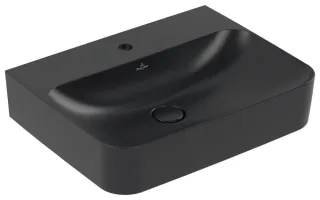 Villeroy & Boch Waschbecken Finion 416861 600x470mm,, 1 Hahnloch ohne Überlauf Pure Black cplus 416861R7
