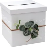 ZauberDeko Geschenkbox Briefbox Hochzeit Eukalyptus Geburtstag Greenery Vintage Spitze