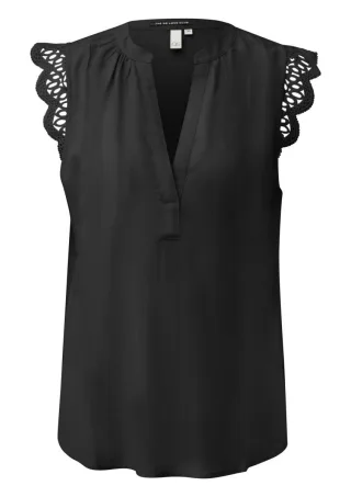 Q/S designed by - Ärmellose Bluse mit V-Ausschnitt schwarz - Gr. - 34