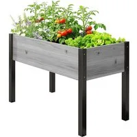 Meulbaty Hochbeet Geräumiges Hochbeet aus Massivholz mit Metallbeinen, (1 St), Großer Pflanzkasten aus Holz für den Garten