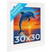 PHOTOLINI Bilderrahmen für Diamond Painting, passendes Passepartout, Bilder im Galerie-Look, für 1 Bilder (1 Einzelrahmen), Hochwertiger Galerie-Look für Diamond Painting Motive in 25x25 cm