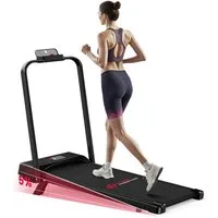 HOMEFITNESSCODE Laufband Klappbares Laufbänder mit 5 % Steigung – 4-in-1-Elektrolaufband (mit Armlehnen und LED-Display), Geschwindigkeit von 1 bis 10 km/h einstellbar – Motor 2,5 PS