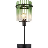 GLOBO LIGHTING Tischleuchte GORLEY, ohne Leuchtmittel, Tischlampe schwarz Glasstäbe grün klar verlaufend elegant