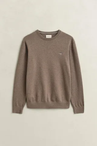 GANT - Rundhalspullover aus Baumwolle dk hazelnut melange - Gr. - M