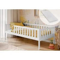 Kids Collective Kinderbett mit Rausfallschutz, Lattenrost und optionaler Matratze, Kinder Bett, 80x160 cm: von 3. bis 10. Lebensjahr, weiß, mit Matratze