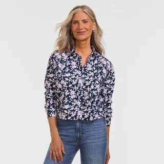 Kurze, bügelfreie Hemdbluse, Damen,  Orange, Baumwolle, by Lands' End