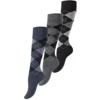 Vincent Creation® Kniestrümpfe "Karo Classic" (3-Paar) mit Frotteesohle